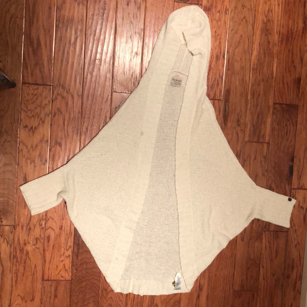An knit cardigan.
